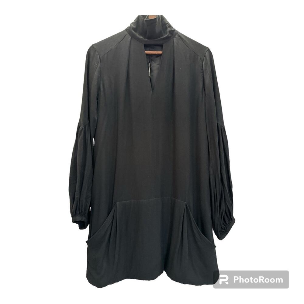 Zara Women’s Dress Long Sleeve Balloon Sleeve Pockets Lined Black Large